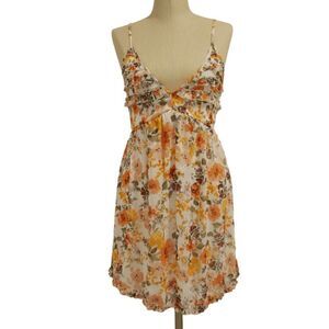 Trixxi Juniors Printed Ruffled Dress Ivory Multi Floral M